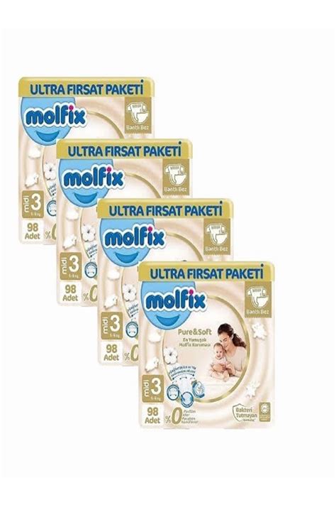 Molfix Pure soft Bebek Bezi 3 Beden Midi Ultra Fırsat Paketi 392 Adet