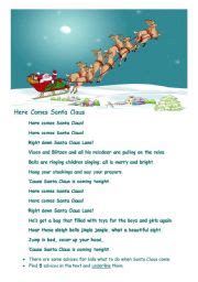 Here Comes Santa Claus ESL Worksheet By Zeberka