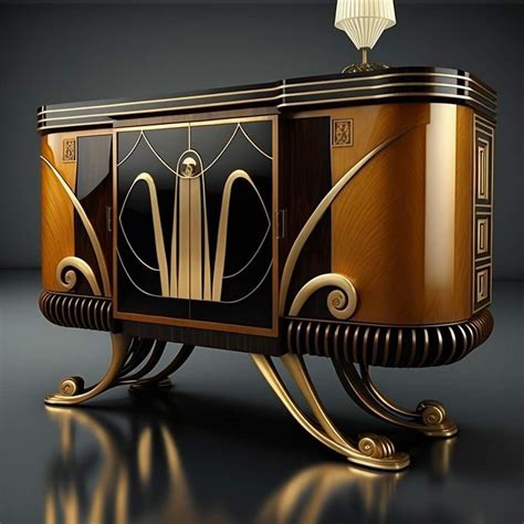 Art Deco Sideboard In Gold And Black