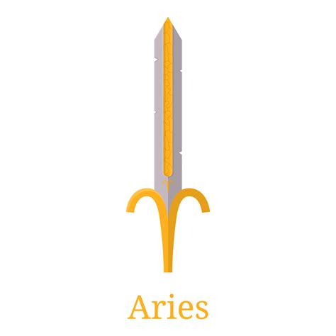 Aries Sword Zodiac Sign Flat Cartoon Zodiacal Weapon One Of 12