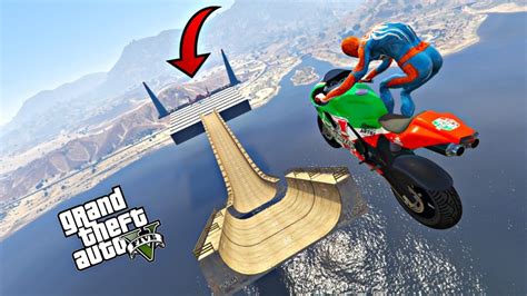 GTA 5 Amazing Spiderman Bike Jumps Stunts Failed Epic Motos De 4