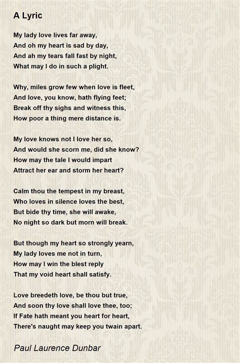 Lyric Poem Format