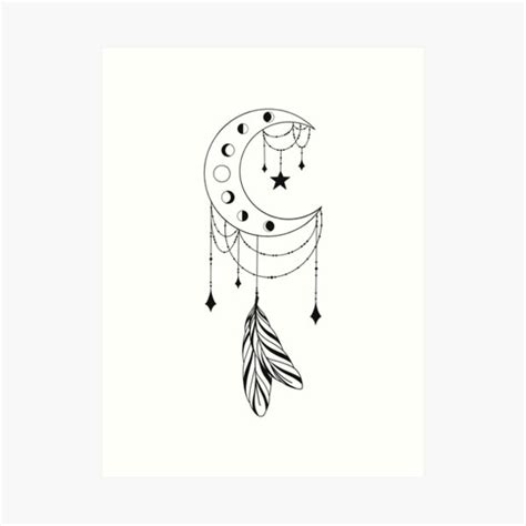 Crescent Moon Dreamcatcher Art Print For Sale By New Moon Redbubble