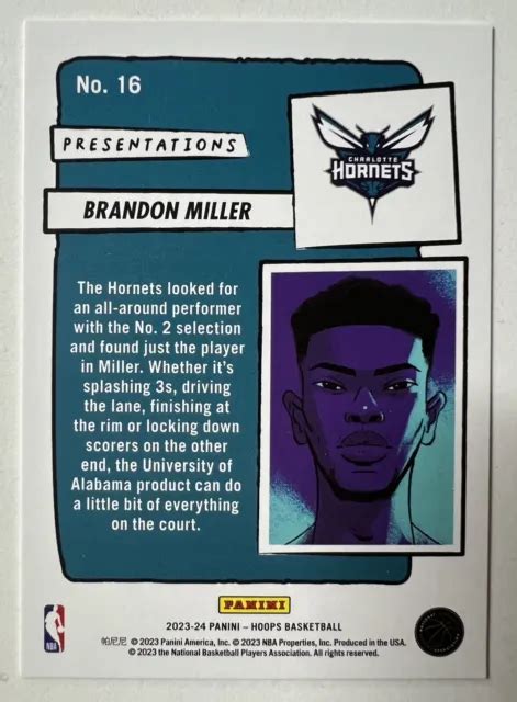 BRANDON MILLER 2023 24 Panini NBA Hoops Presentations Recrue SSP