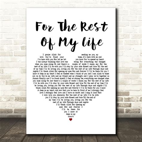 Maher Zain For The Rest Of My Life White Heart Decorative Wall Art Gift