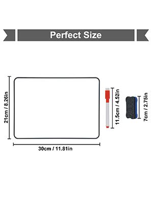 Hiziwimi 2Pcs 30X21cm Dry Erase Mini Whiteboards A4 Double Sided White