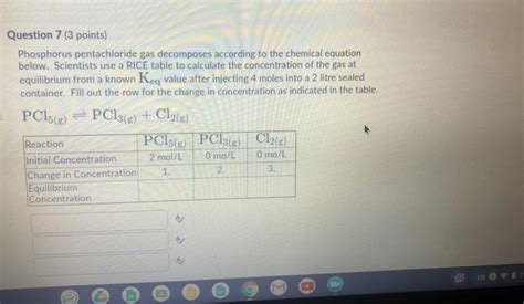 Solved Question Points Phosphorus Pentachloride Gas Chegg