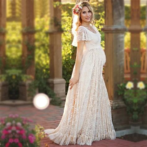 Maternity Dress Maternity Photography Props White Lace Sexy Maxi Dress