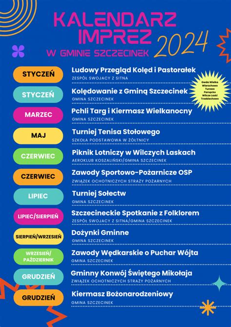 Kalendarz Imprez W Gminie Szczecinek Na Rok Oficjalna Strona