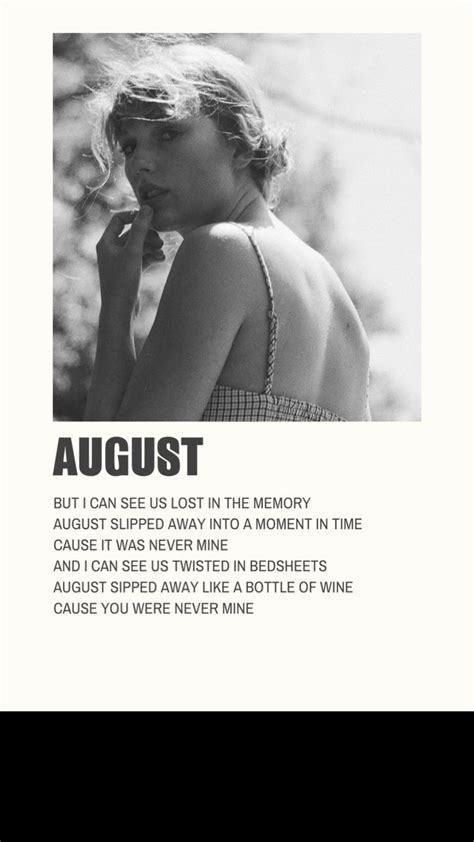 August Song Poster Taylor Swift Lyrics Taylor Swift Posters Taylor