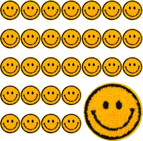 Amazon Zakrafo 30PCS Yellow Smiley Face Iron On Patches For