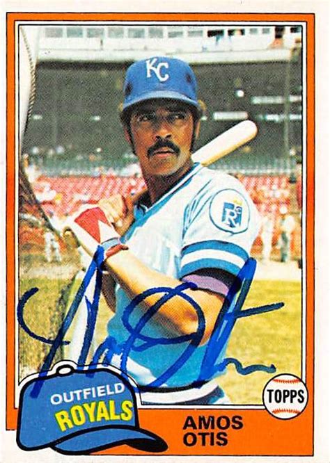 Amos Otis Autographed Baseball Card Kansas City Royals Topps