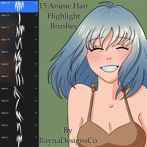 Anime Hair Highlights Brushes For Procreate Etsy