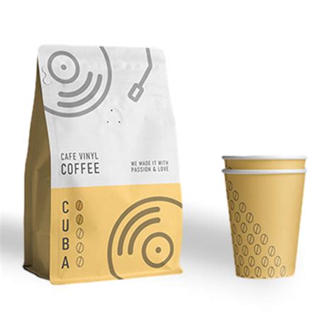 Custom Individual White G Kraft Paper Flat Bottom Bean Coffee Bags