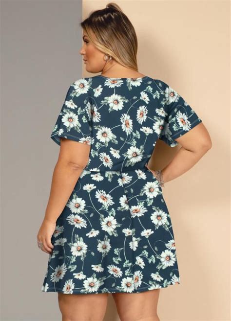 Quintess Vestido Floral Azul Mangas Amplas Vestidos Florais