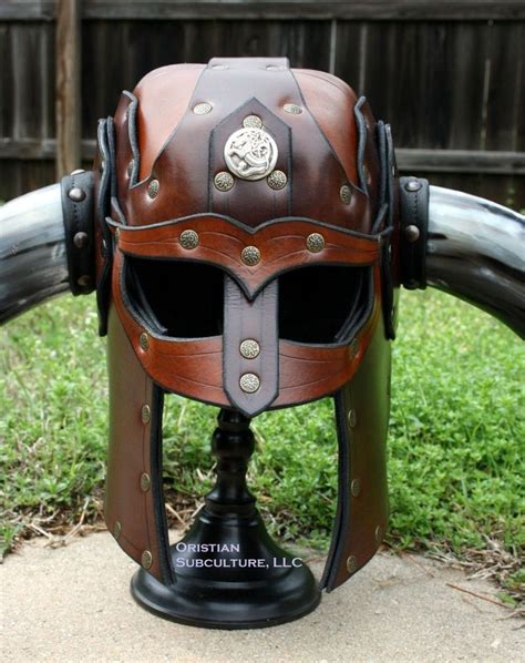 Horned Leather Helmet Fantasy Mask Armor SCA LARP Ren Helm Norse Viking