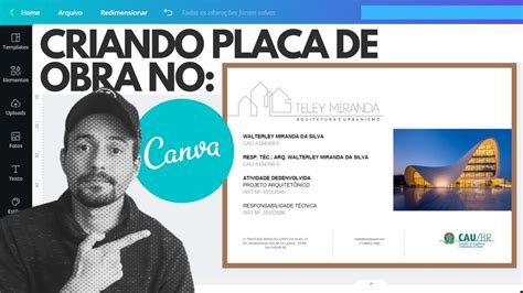 Placa de obra para ARQUITETOS e ENGENHEIROS Tutorial Canva grátis