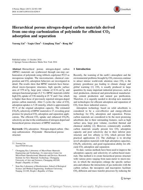 Hierarchical Porous Nitrogen Doped Carbon Materials Derived From One