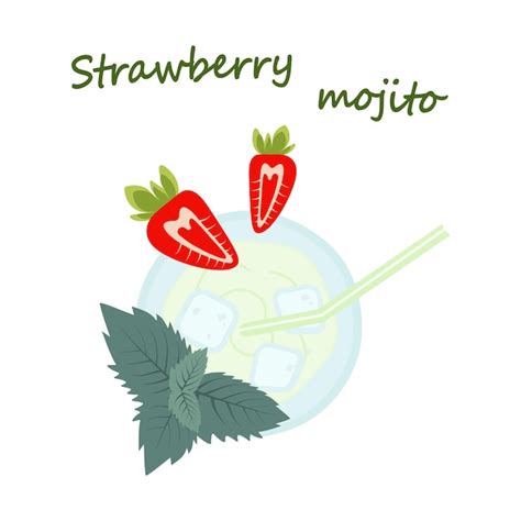 C Ctel De Mojito Refrescante De Verano Con Fresas Hojas De Menta Paja