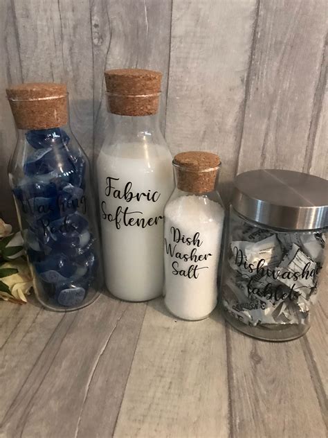 Glass Storage Bottle Cork Top Bottle Laundry Jars Mrs Hinch Etsy Uk