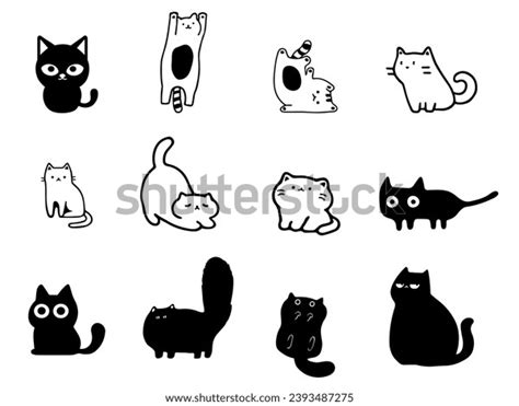 Set Cute Cat Vector Stock Illustration 2393487275 Shutterstock