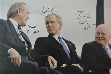 George W Bush Dick Cheney Donald Rumsfeld Signed 12x18 Photo Jsa Loa