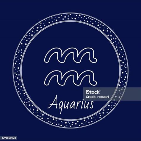 Aquarius Astrology Zodiac Sign Isolated In Circle Stock Illustration