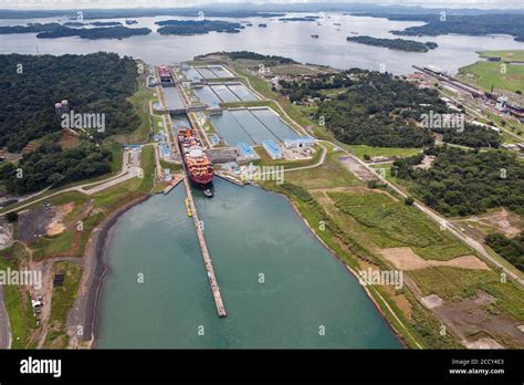 Aerial View Of Two Neo Panamax Container Ships Crossing The Third Set