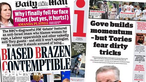 Newspaper Headlines Bbc Debate Bias And Leadership Race Latest