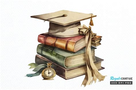 Watercolor Vintage Graduation Clipart Graphic By Regulrcrative · Creative Fabrica