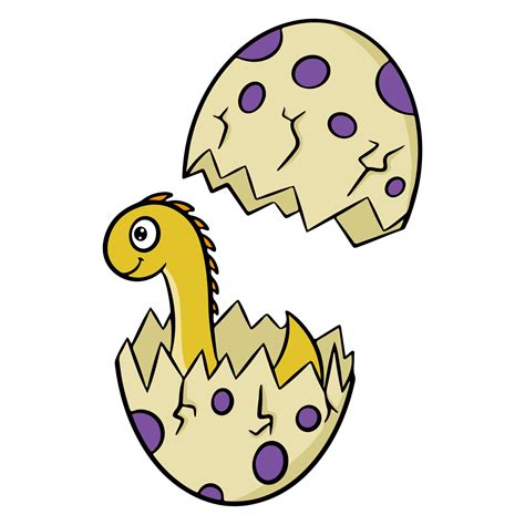 Cute Baby Dinosaur Egg Hatch Cartoon Standing Vector Image The Best