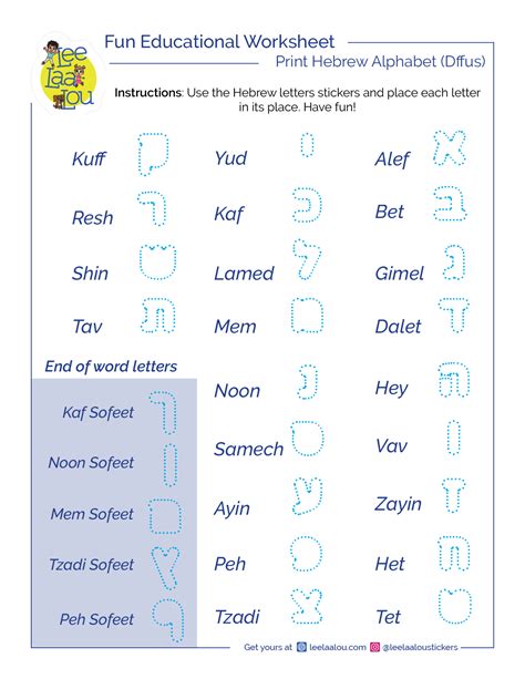 Printable Beginner Hebrew Alphabet Worksheets Library