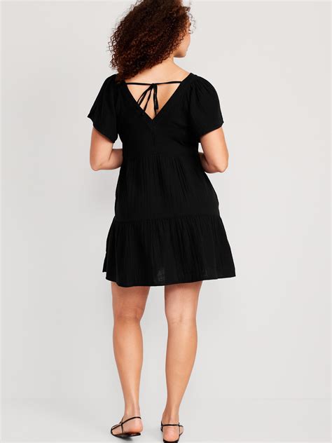 V Neck Tiered Mini Swing Dress Old Navy