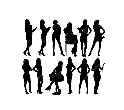 Premium Vector Business Woman Activity In Office Silhouettes Art