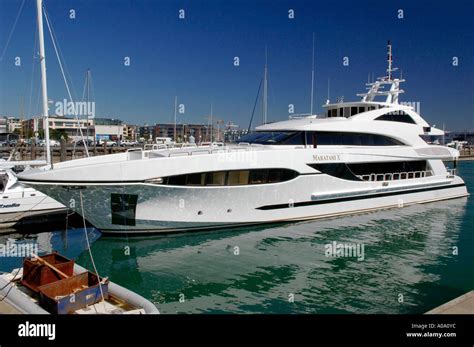 Super Yacht Moored In Auckland City S Viaduct Harbour New Zealand