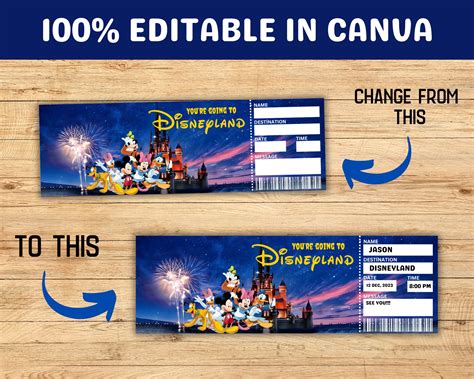 Disneyland Ticket Template Canva Editable Disneyworld Ticket