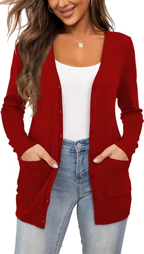 Othyroce Women Sweater Button Up V Neck Female Cardigans With Pockets S