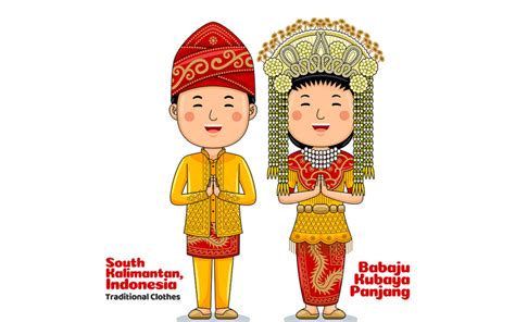 Couple Wear Traditional Clothes Greetings Welcome To South Kalimantan