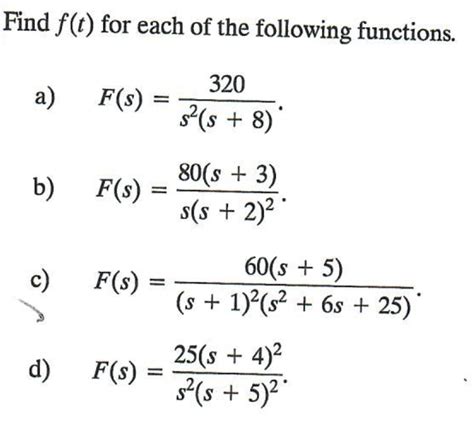 Solved Find F T For Each Of The Following Functions A Chegg