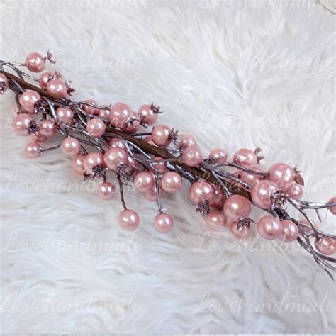 Perleťové bobule ružové 68cm - Lovehandmade