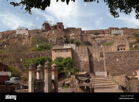 The Image Of Ranthambore Fort In National Park Rajasthan India Stock