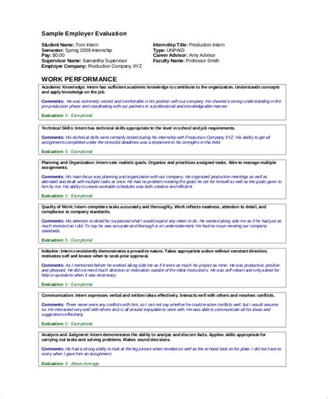 Free 6 Sample Work Performance Evaluation Templates In Pdf