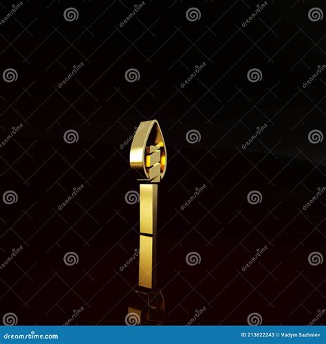 Gold Torch Flame Icon Isolated On Brown Background Symbol Fire Hot