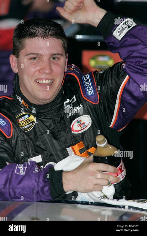 Rookie Driver Denny Hamlin Celebrates Winning The NASCAR Bud Shootout