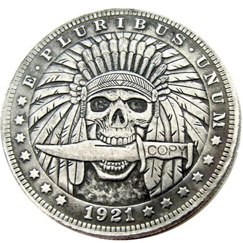 Hb Us Hobo Morgan Dollar Skull Zombie Skeleton Silver Plated