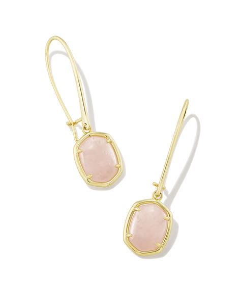 Daphne Gold Wire Drop Earrings In Rose Quartz Kendra Scott