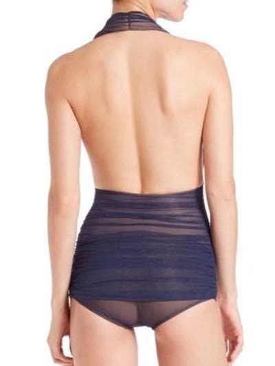 Norma Kamali Bill Mio Sheer Mesh One Piece Swimsuit In Midnight Navy