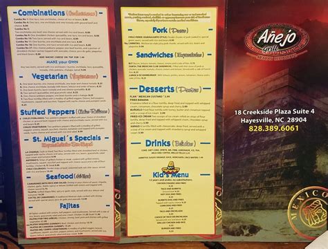 Anejo Grill Menu Reviews And Photos 18 Creekside Plaza Hayesville