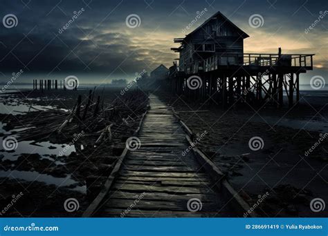 Abandoned Pier Generate Ai Stock Illustration Illustration Of