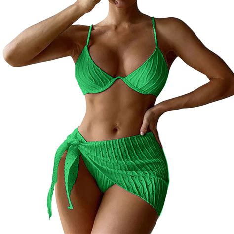 FVWITLYH High Waisted Bikini Set Women S Ribbed Underwire Bikini High